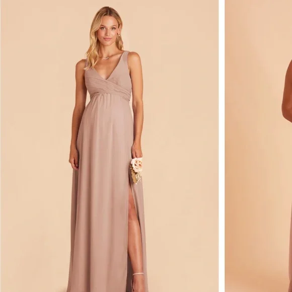 Birdy Grey bridesmaid dress taupe Laurie empire dress bump friendly - Picture 2 of 4